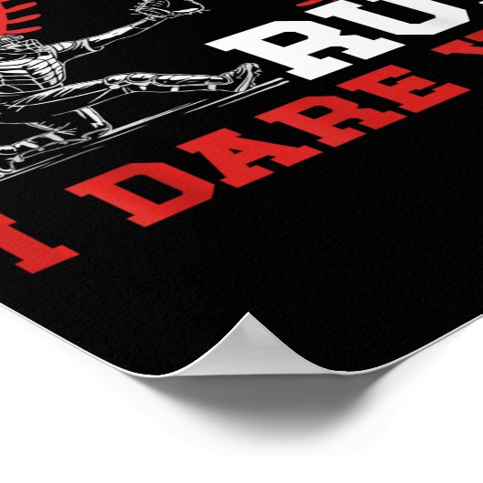 Run I Dare You Funny Baseball Catcher Baseball Pla ポスター (角)