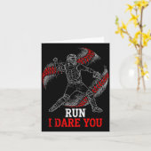 Run I Dare You Funny Baseball Catcher Graphic Play カード (黄色い花)