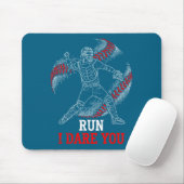 Run I Dare You Funny Baseball Catcher Graphic Play マウスパッド (マウス)