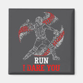 Run I Dare You Funny Baseball Catcher Graphic Play マグネット (正面)