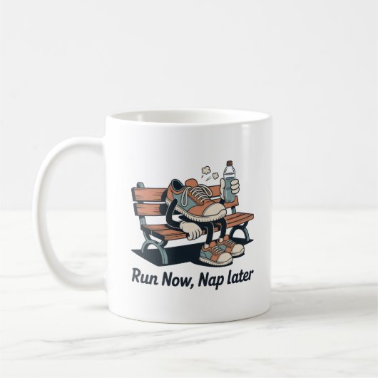 Run Now, Nap Later – Funny Fitness Gift for Runner コーヒーマグカップ (左)