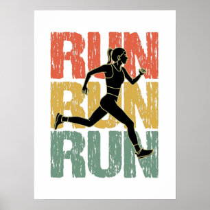 Run Run Run - Vintage Runner Girl ポスター