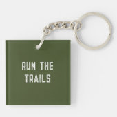 Run the Trails, Trail Running Mountain Photo キーホルダー (裏面)