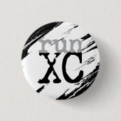 Run XC - Cross Country Runner Black White Grey 缶バッジ (正面)