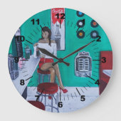 Runaround Sue Painting by Alfred Fox ラージ壁時計 (正面)