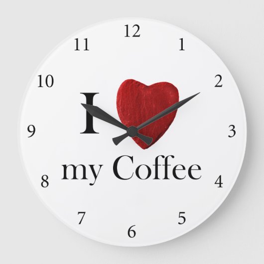 Runde Wanduhr I love my Coffee ラージ壁時計 (正面)