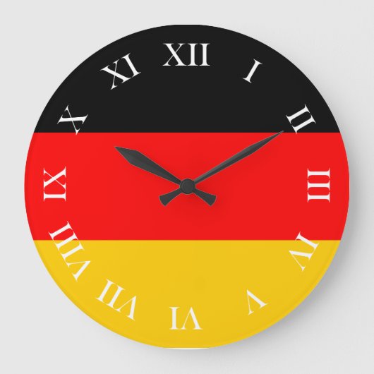 Runde Wanduhr römische Ziffern Deutschland Fahne ラージ壁時計 (正面)