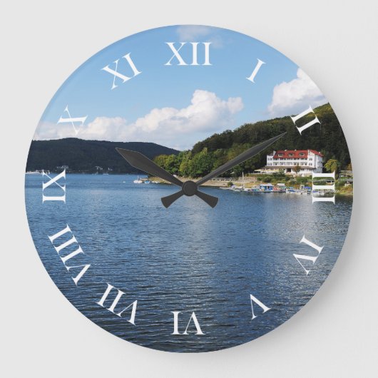 Runde Wanduhr römische Ziffern Edersee Nordhessen ラージ壁時計 (正面)