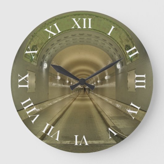 Runde Wanduhr römische Ziffern Hamburg Elbtunnel ラージ壁時計 (正面)