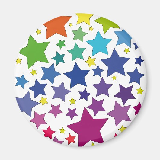runder Magnet mit bunten Sternen マグネット (正面)