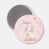 runder Magnet rosa Glücksschwein マグネット (正面/裏面)