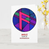 Rune Ansuz – インスピレーション – アールヌーボー カード (黄色い花)