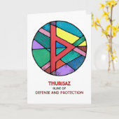 Rune Thurisaz – Defense & Protection - Art Nouveau カード (黄色い花)