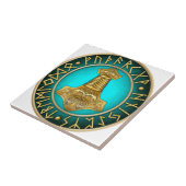 Runes -トールのハンマー-ティール（緑がかった色） タイル (側面)