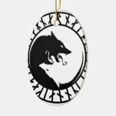 Runicものすごいオオカミのバイキングのnorseの北欧人のrunes セラミックオーナメント (左)