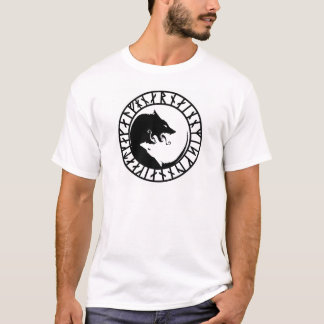 Runicものすごいオオカミのバイキングのnorseの北欧人のrunes Tシャツ