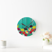 Runinculusおよび緑の塀 ラウンド壁時計 (ホーム)