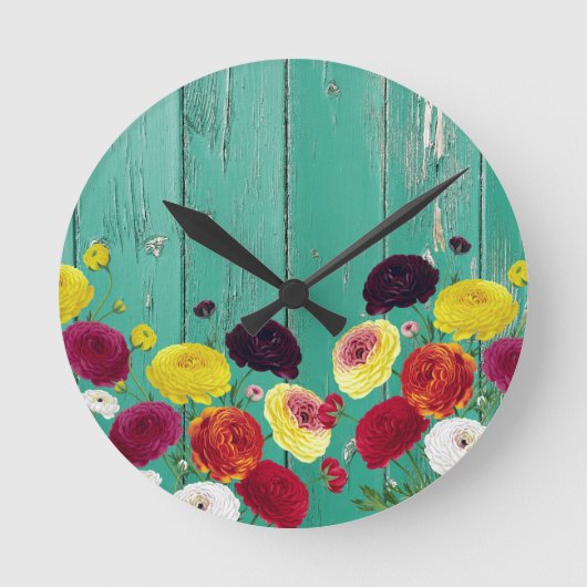 Runinculusおよび緑の塀 ラウンド壁時計 (正面)