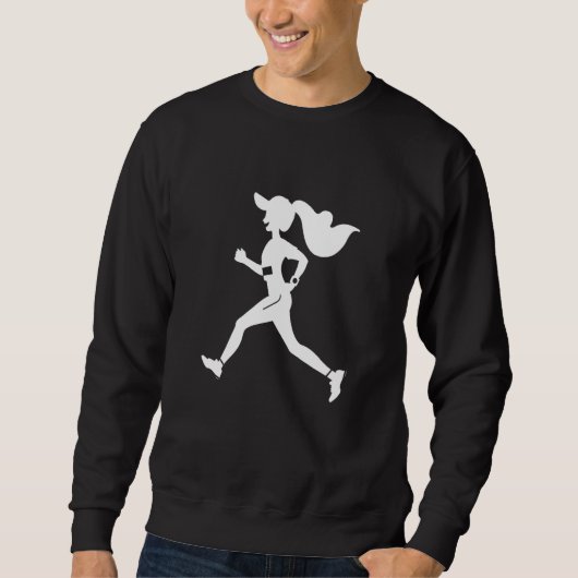 Runner Girl Cartoon Style Jogging for Girls スウェットシャツ (正面)
