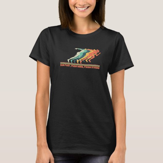 Runniランニングの訓練を行うの陸上競技ランナー Tシャツ (正面)