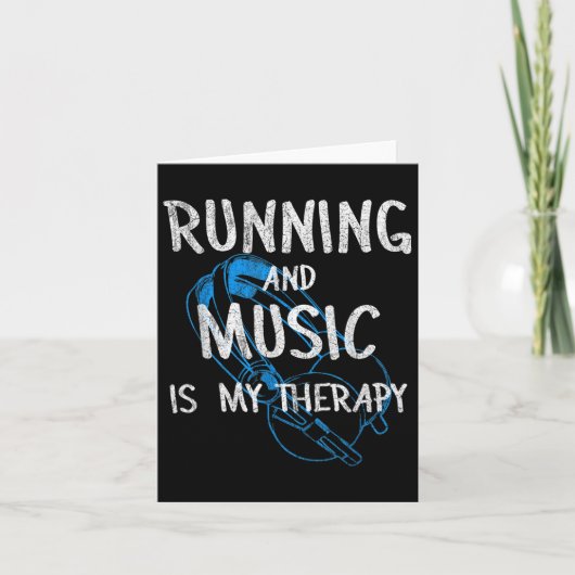 Running And Music Is My Therapy Headphones Design  カード (正面)