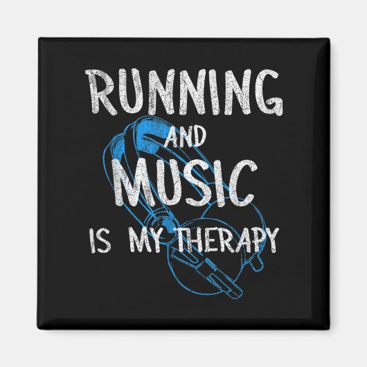 Running And Music Is My Therapy Headphones Design  マグネット (正面)