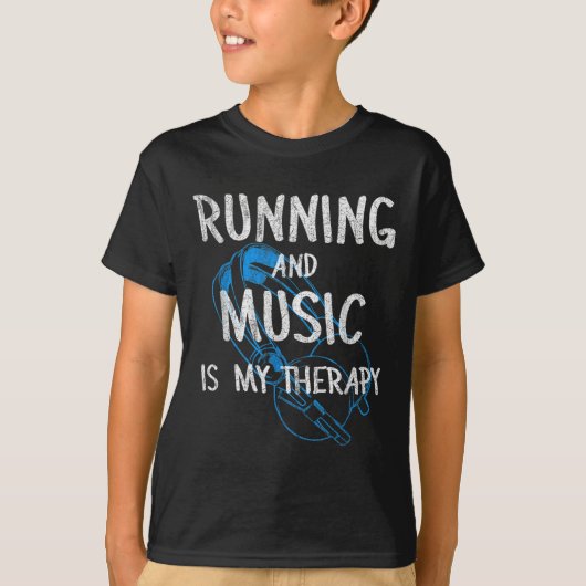 Running And Music Is My Therapy Headphones Design  Tシャツ (正面)