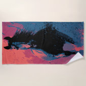 Running Black Horse ビーチタオル (正面)