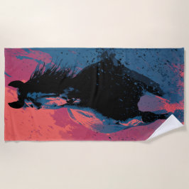 Running Black Horse ビーチタオル