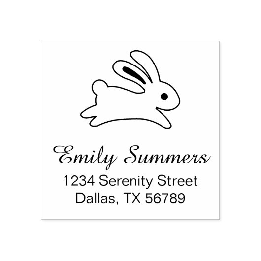 Running Bunny Rabbit Address ラバースタンプ (インプリント)