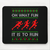 Running Christmas Ugly Sweater Oh What Fun It Is T マウスパッド (正面)