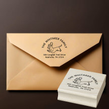 Running Dachshund Family Return Address Stamp