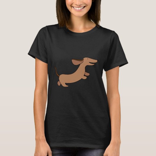 Running Dachshund Sausage Dog Illustrated Tシャツ (正面)