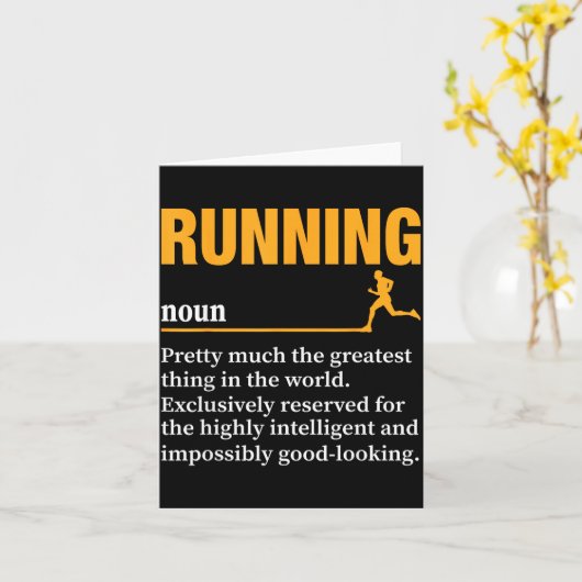 Running Definition Humor Marathon Funny Athlete Ru カード (黄色い花)