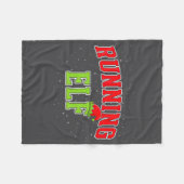 Running Elf Christmas Family Matching Group Xmas R フリースブランケット (正面(横))