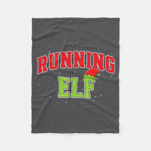 Running Elf Christmas Family Matching Group Xmas R フリースブランケット (正面)