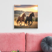 Running Free at Sunset – Wild Horse Duo Wall Art キャンバスプリント (インサイチュ (リビング))