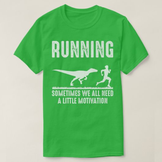 Running Funny Motivation Dinosaur Run Chasing Nerd Tシャツ (デザイン正面)