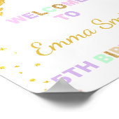 Running Gold Unicorn Welcome Signs ポスター (角)