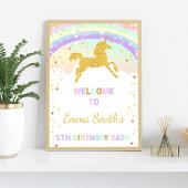Running Gold Unicorn Welcome Signs ポスター