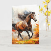 Running Horse in Autumn カード (黄色い花)