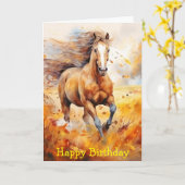 Running Horse in Autumn カード (黄色い花)