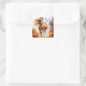 Running Horse in Autumn スクエアシール (バッグ)