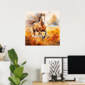 Running Horse in Autumn ポスター (ホームオフィス)