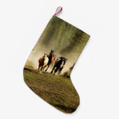 Running horses on Montana ranch スモールクリスマスストッキング (正面 (吊り時))