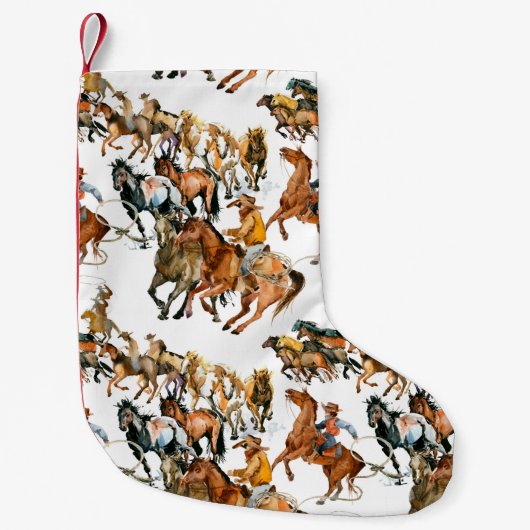 Running horses seamless pattern. American cowboy. スモールクリスマスストッキング (正面)