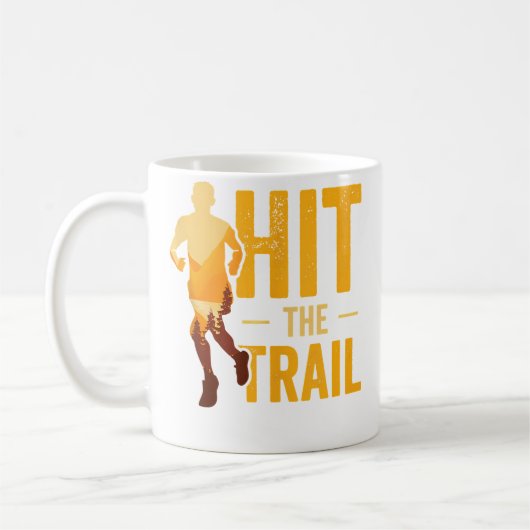 Running In Woods Trail Running Runner Jogging Jogg コーヒーマグカップ (左)
