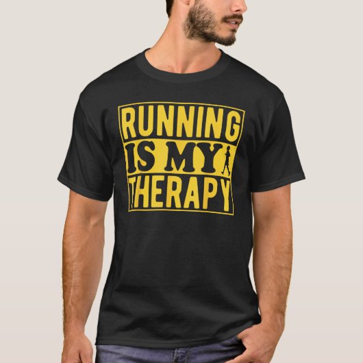 Running Is My Therapy Marathon Runner Road Maratho Tシャツ (正面)
