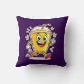 **Running Juice Cup Cartoon – Fun Street Drink Cha クッション (裏面)