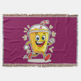 **Running Juice Cup Cartoon – Fun Street Drink Cha スローブランケット